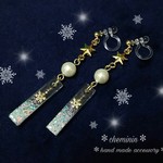 ＊ホワイトクリスマス＊樹脂ノンホールピアス