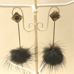 jks-jks-ff 様専用ページ☆ミンクボールのべっ甲チェーンピアス 