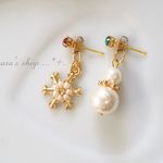 ☆172  冬のピアス  クリスマスカラー  スノーマン  