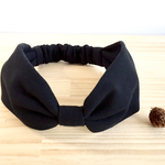 黒色ニットシンプルリボンのヘアーバンド