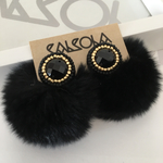 ビーズ刺繍  / サークル×bigラビットファー ブラック