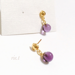 【rie.t】アメジスト♡一粒ピアス