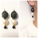  ヴィンテージおおぶりピアスグリーン