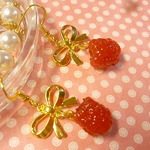 *限定*イヤリング＆ピアス(朝摘みラズベリー×リボン)