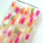 iPhone6、6s用 ペイントとスパンコールのiPhoneケース  - 秋色 mix - 