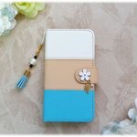 Xperia Z5 Premium SO-03H　手帳型ケース　トリコロールカラー　北欧風　Z5Premium　スマホケース　スマホカバー　★タッセルストラップ付き★