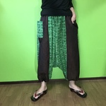 サルエルパンツ　de　着物　グリーン