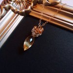 シトリンとサファイヤのおひさまペンダントトップ/ネックレスチャーム * k14gf