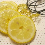 *New*皮ネックレス(スライスレモン)*花大*再販*