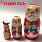 【再販】小さめ3個組マトリョーシカ「Happy Christmas!」