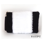 ファー付き　2wayニットクラッチバッグ　ブラック