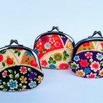 いちょうに松、花の和モダンな大きな丸がま口