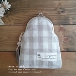 【オーダー様専用】＊リネンのがま口【check beige】＊
