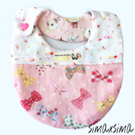 6重ガーゼのまんまるスタイ　カラフルリボンとユニコーン