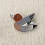求愛中のヒドリガモのブローチ　野鳥（マグネット変更可）