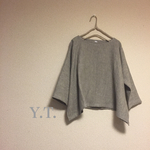 grey ツイード リネンウール バスク風ブラウス