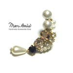 【送料無料】Gorgeous Bijou Earcuff ♯2（ローズ×ブラック／左耳用）