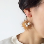 mink×pearl＜camel＞　ピアス／イヤリング