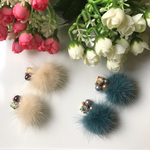 ☆秋冬カラー コットンパールとミンクファー ピアス☆