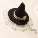 送料込み黒にレースパール星が可愛いとんがり魔女ハット後ろが選べる