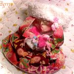オーダー☆ 晴れ着ピンク&赤 兎さんワンピ 薔薇桜 ゴールド
