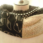  ハンドメイド◆ロングスヌードうさぎドットネップニットファー 