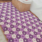 【オーダー品】手編みの角座　お花モチーフ カラフル