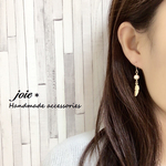 コットンパール×羽 ピアス