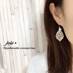 コットンパール リーフ ピアス