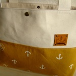 在庫ラスト！マスタードマリン☆たっぷりトート☆帆布＆本革タグ