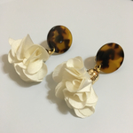 べっ甲 お花 タッセル イヤリング