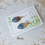 ②ちっちゃな海色オルゴナイトピアス🌿🌊