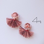 【受注制作】ビーズ刺繍 毛糸フリンジ ２wayピアスorイヤリング redbrown