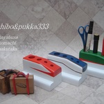 ミニ新幹線型鉛筆立て（緑・赤・青）