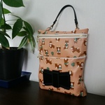 おしりふき&おむつポーチ♡一体型（サーモンピンク&柴犬）