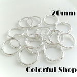 20mm ツイストデザインリング　ジョイントパーツ（貫通穴付き）・シルバー