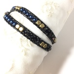 スワロフスキーのラップブレスレット黒と青
