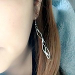 受注生産✨美しいウエーブと、美しいチェーンの絡み✨シンプルサージカルステンレスフックピアス✨アレルギー対応