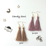 タッセルピアス - goldとpurple -