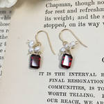 《14kgf》 スクエアガーネットと淡水パールのピアス/イヤリング