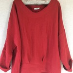 リネンゆるＶネックトップス（レッド）