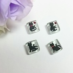 黒猫のガラスタイル ピアス セット
