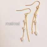 雪ふるピアス*イヤリング*樹脂ノンホールピアス*