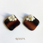 再....販♡べっ甲シェル+パールのピアス（イヤリング）