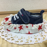  [再販2] 靴カバー☆スター赤×白