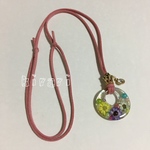 レジン スターフラワー 王冠 スエード調 ピンク 布紐  ペンダント レジンアクセサリー ネックレス
