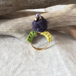 knitRING【navy.lightgreen】ふわふわニットの指輪 贈り物にも♪