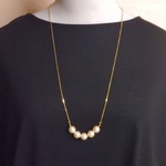 再販♡ロングネックレス♡コットンパール5粒ネックレス