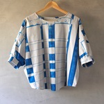 小さなマンタブラウス プリント ブルー