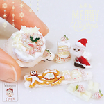 White X'mas↟恋する猫サンタの白苺ホワイトクリスマスセット(ミニチュア・ドールハウス)